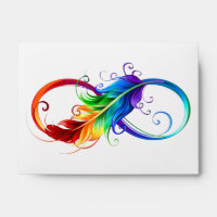 Infinity Symbol with Rainbow Feather