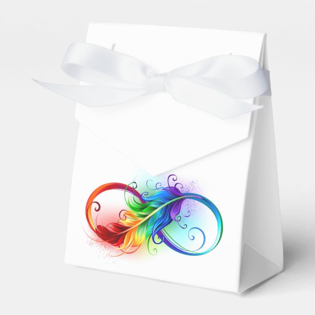 Infinity Symbol with Rainbow Feather Favour Box (Front Side)