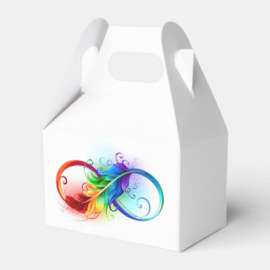 Infinity Symbol with Rainbow Feather Favour Box