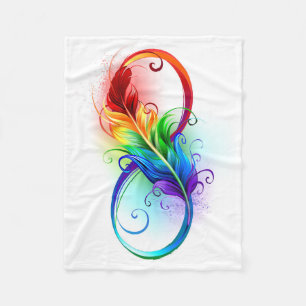 Infinity Symbol with Rainbow Feather Fleece Blanket