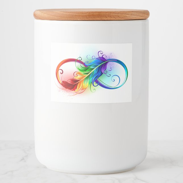 Infinity Symbol with Rainbow Feather Food Label (Front)