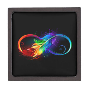 Infinity Symbol with Rainbow Feather Gift Box