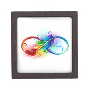 Infinity Symbol with Rainbow Feather Gift Box