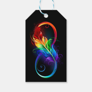 Infinity Symbol with Rainbow Feather Gift Tags