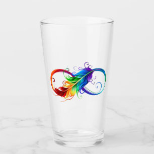 Infinity Symbol with Rainbow Feather Glass
