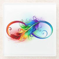 Infinity Symbol with Rainbow Feather