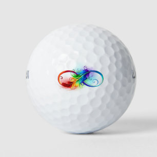 Infinity Symbol with Rainbow Feather Golf Balls