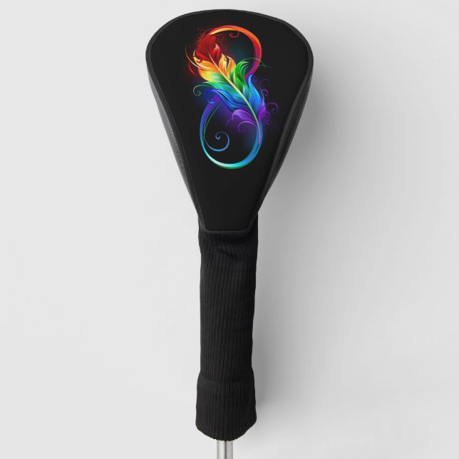 Infinity Symbol with Rainbow Feather Golf Head Cover (Front)