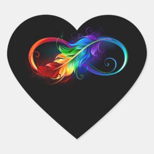 Infinity Symbol with Rainbow Feather Heart Sticker