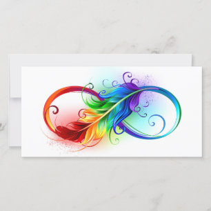 Infinity Symbol with Rainbow Feather Holiday Card