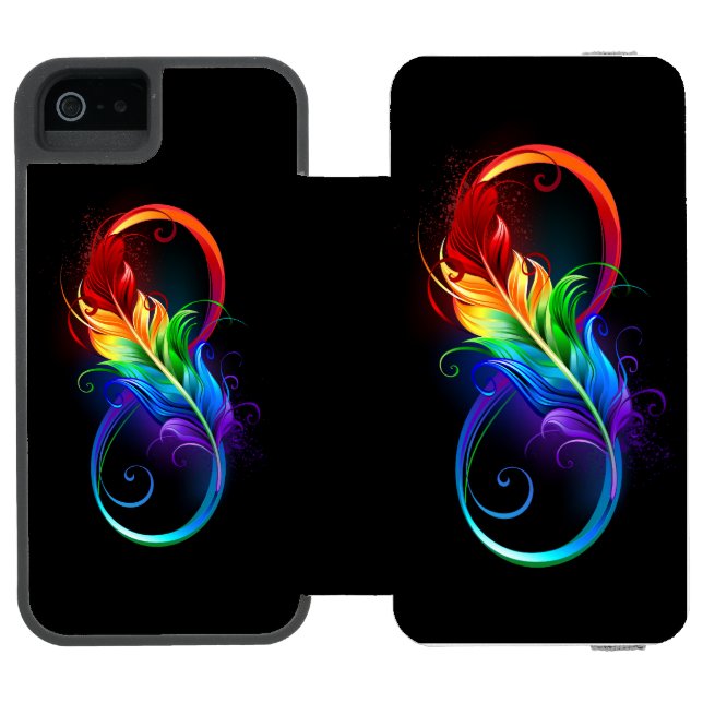 Infinity Symbol with Rainbow Feather Incipio iPhone Wallet Case (Folio Open)