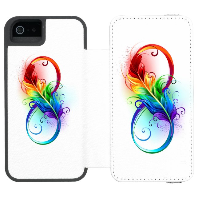 Infinity Symbol with Rainbow Feather Incipio iPhone Wallet Case (Folio Open)