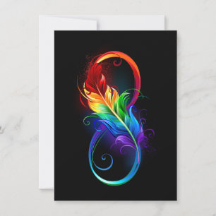 Infinity Symbol with Rainbow Feather Invitation