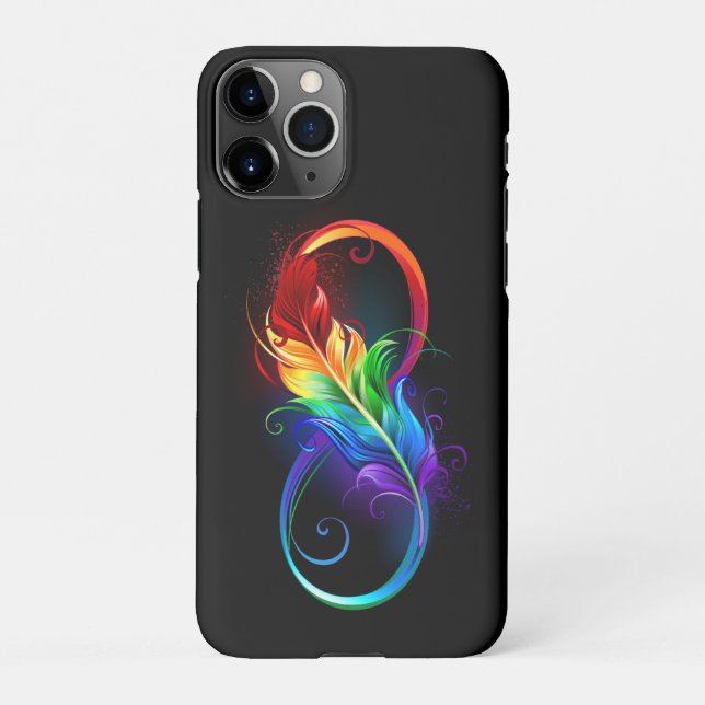 Infinity Symbol with Rainbow Feather iPhone Case (Back)