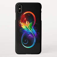 Infinity Symbol with Rainbow Feather