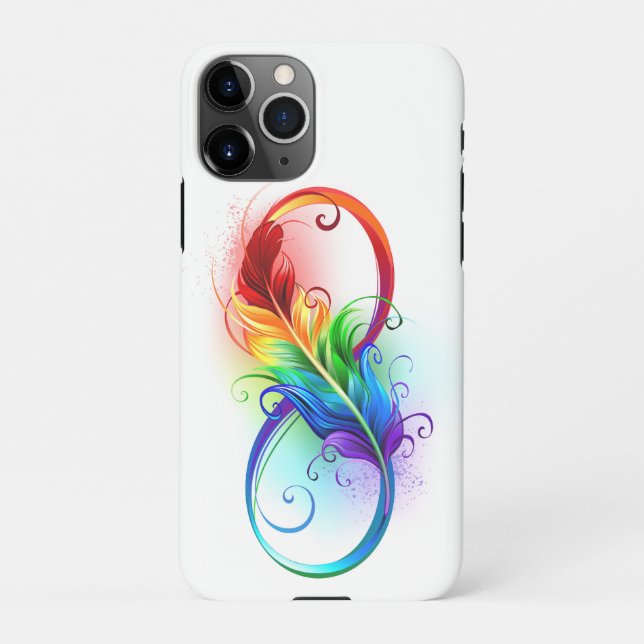 Infinity Symbol with Rainbow Feather iPhone Case (Back)