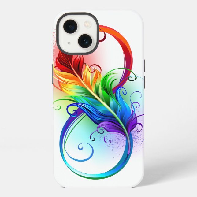 Infinity Symbol with Rainbow Feather iPhone Case (Back)