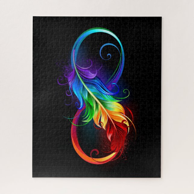 Infinity Symbol with Rainbow Feather Jigsaw Puzzle (Vertical)