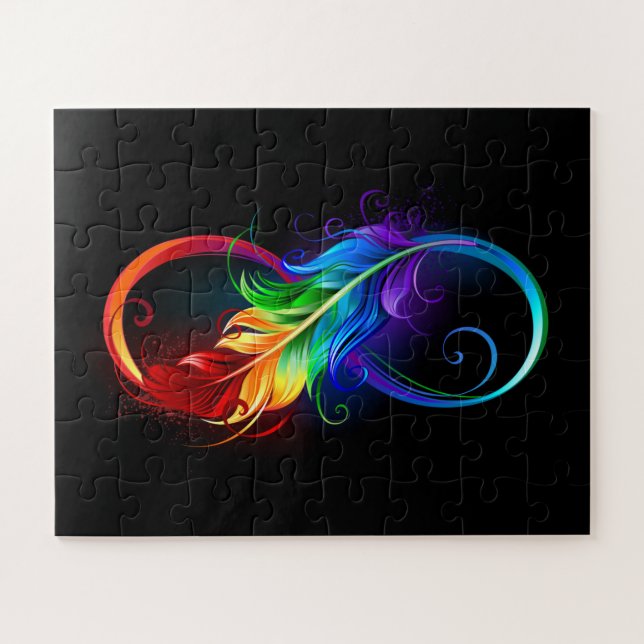 Infinity Symbol with Rainbow Feather Jigsaw Puzzle (Horizontal)