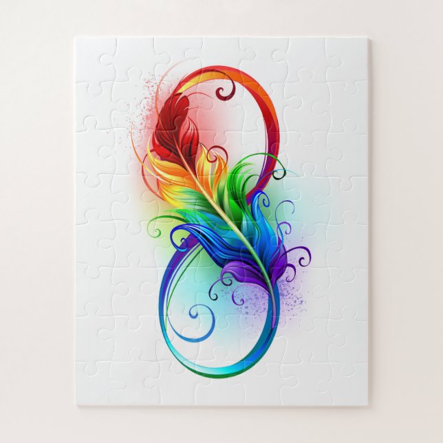 Infinity Symbol with Rainbow Feather Jigsaw Puzzle (Vertical)