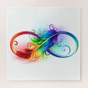Infinity Symbol with Rainbow Feather Jigsaw Puzzle