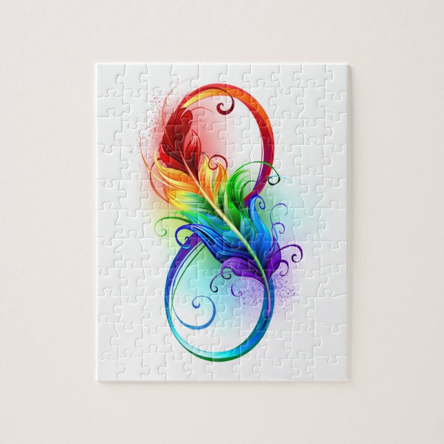 Infinity Symbol with Rainbow Feather Jigsaw Puzzle (Vertical)