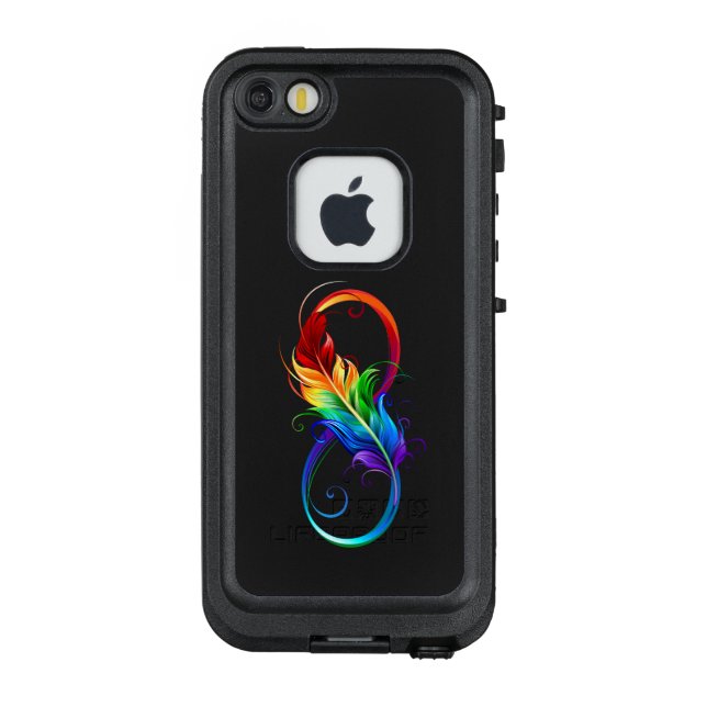 Infinity Symbol with Rainbow Feather LifeProof iPhone Case (Back)