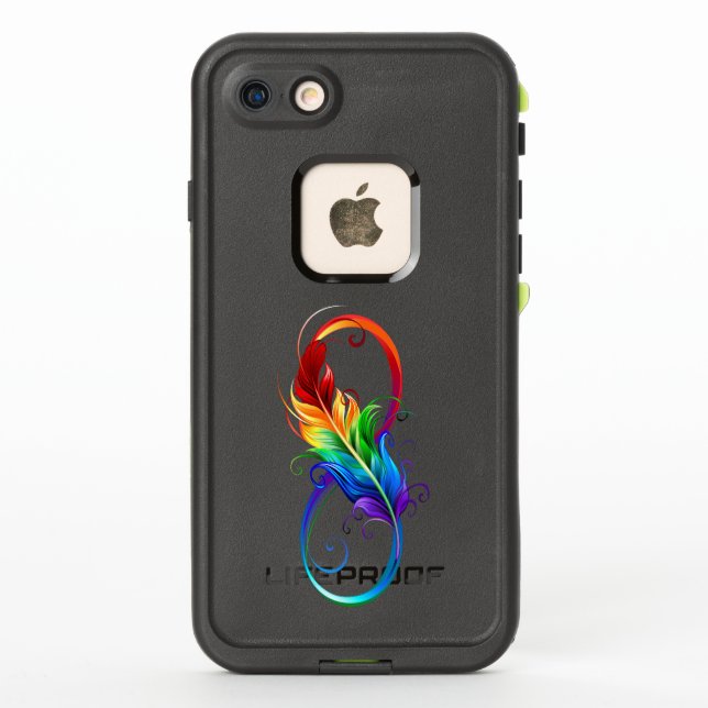 Infinity Symbol with Rainbow Feather LifeProof iPhone Case (Back)