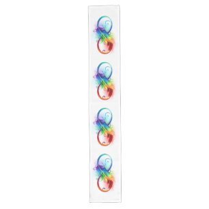 Infinity Symbol with Rainbow Feather Long Table Runner