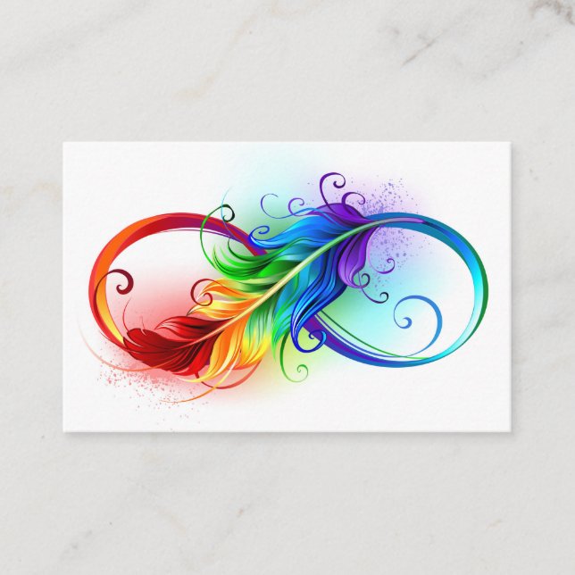 Infinity Symbol with Rainbow Feather Loyalty Card (Front)