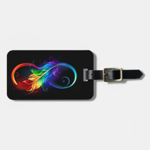 Infinity Symbol with Rainbow Feather Luggage Tag