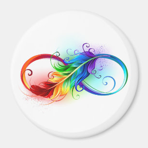 Infinity Symbol with Rainbow Feather Magnet