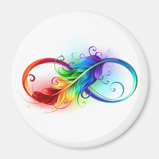 Infinity Symbol with Rainbow Feather Magnet (Front)
