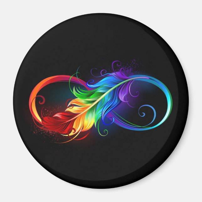Infinity Symbol with Rainbow Feather Magnet (Front)