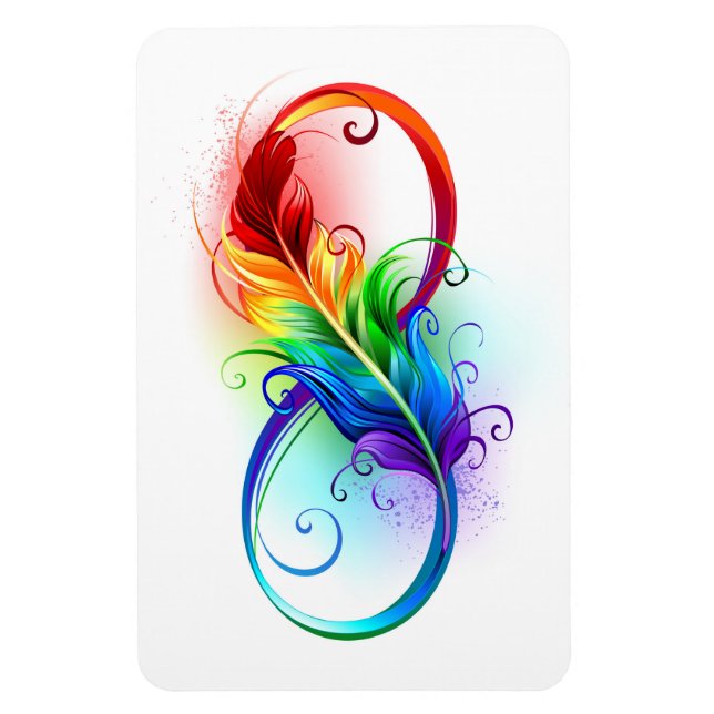 Infinity Symbol with Rainbow Feather Magnet (Vertical)