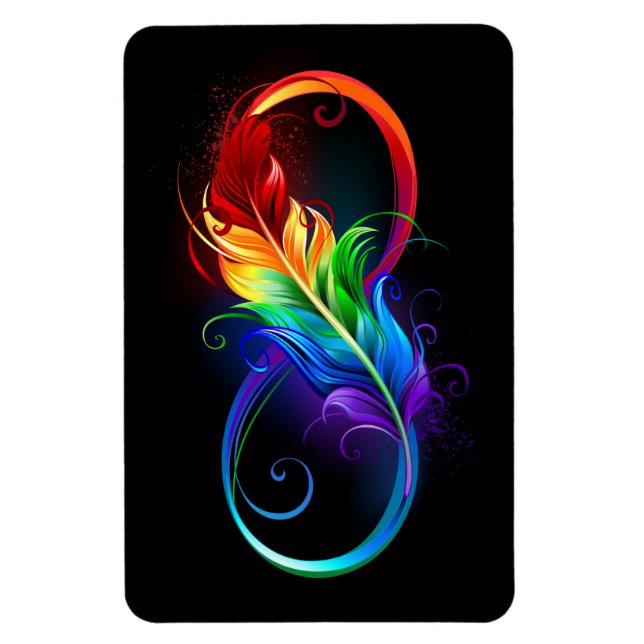 Infinity Symbol with Rainbow Feather Magnet (Vertical)