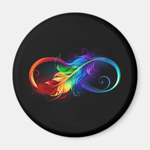 Infinity Symbol with Rainbow Feather Magnet