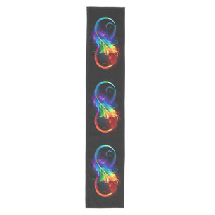 Infinity Symbol with Rainbow Feather Medium Table Runner
