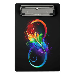 Infinity Symbol with Rainbow Feather Mini Clipboard