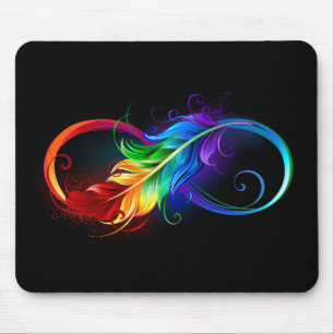 Infinity Symbol with Rainbow Feather Mouse Mat