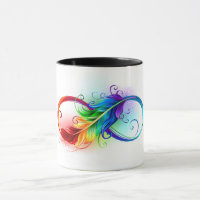 Infinity Symbol with Rainbow Feather