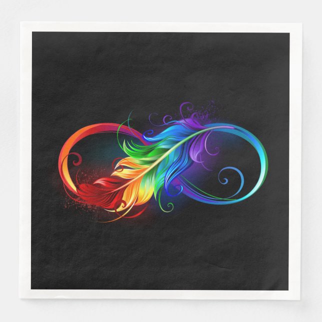Infinity Symbol with Rainbow Feather Napkin (Front)