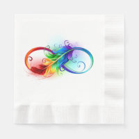 Infinity Symbol with Rainbow Feather