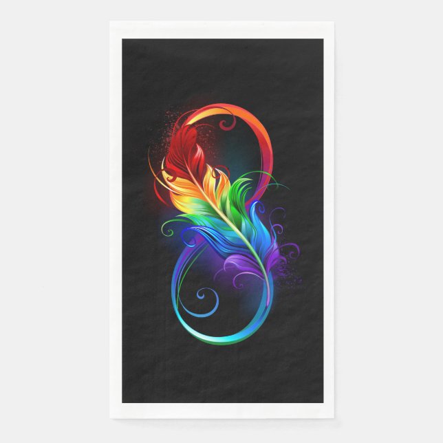 Infinity Symbol with Rainbow Feather Napkin (Front)