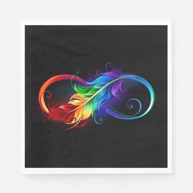 Infinity Symbol with Rainbow Feather Napkin (Front)