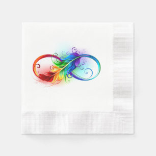 Infinity Symbol with Rainbow Feather Napkin