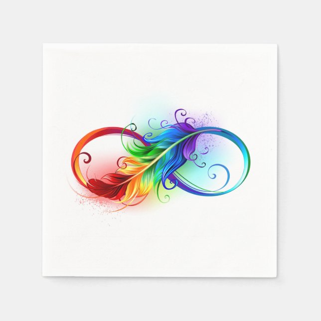 Infinity Symbol with Rainbow Feather Napkin (Front)