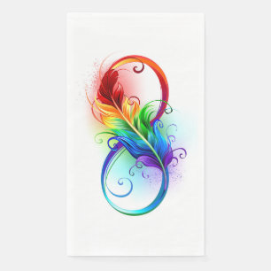 Infinity Symbol with Rainbow Feather Napkin