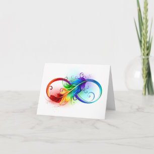 Infinity Symbol with Rainbow Feather Note Card