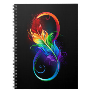 Infinity Symbol with Rainbow Feather Notebook